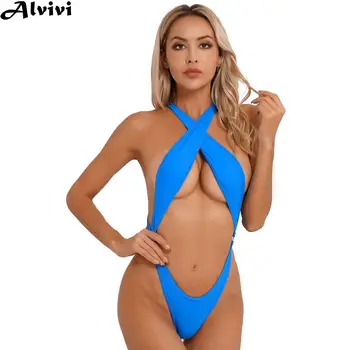 Női szexi egyrészes bikini fürdőruha párnázott melltartó body, monokini fürdőruha strand medence party napfürdő fürdőruha hálóing