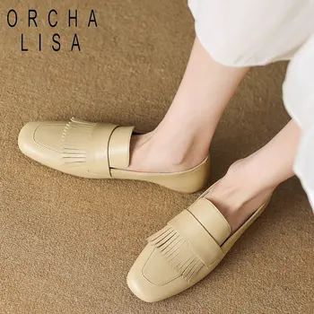 ORCHA LISA Tehénbőr női lakások Szögletes lábujj csúszás puha tömör napi nagy méret 41 42 sekély bojtok alkalmi női cipők