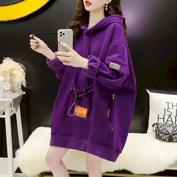 Oversize kapucnis pulóverek Nők Ősz Tél Trendi kapucnis kabátok Divattervezés Y2k kapucnis pulóver alkalmi plüss Koreai stílusú bő kabát Nő