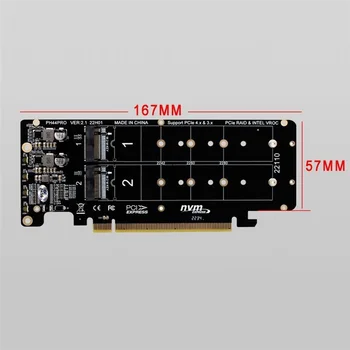 PCIe 4.0 kétlemezes PCIeX16 - M.2 M-Key NVME SSD bővítőkártya,4 NVMe M.2 M Key 2280 SSD támogatása