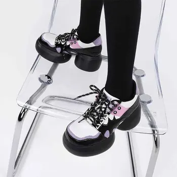 Platform vegyes színű Hottie Pumps vastag sarok hűvös kerek lábujj Mary Jane nők Punk gót cipők Zapatos Mujer Primavera Verano