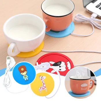 Rajzfilm fűtött alátétes bögre melegítő asztali csésze melegítő kávéhoz tej tea USB teljesítmény rajzfilm termosztatikus szőnyeg konyhai kellékek