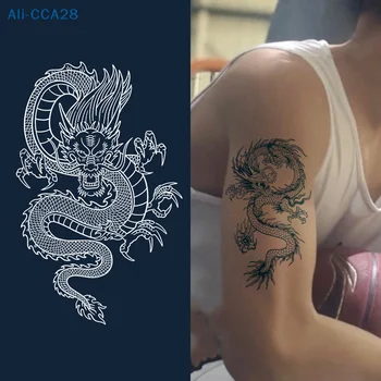 Realisztikus sárkány hamis tetováló matricák férfiaknak, fiúknak, gyerekeknek, 3D sárkány ideiglenes tetoválások mosható tetoválások