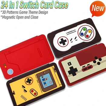 Retro design NS Switch játékkártya-tok 24 kártyahely 3D képtároló tok kapcsolóhoz OLED játékkártya doboz patron tartozékok