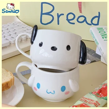 Sanrio Hello Kitty Cinnamoroll Pochacco kerámia bögre Kawaii aranyos rajzfilm alakú csésze tej kávés csésze dombornyomott vizes bögre ajándékok