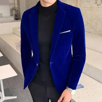 Super Soft stílusos hajtókás egygombos öltöny Top Spring Men Blazer Long Sleeve Streetwear