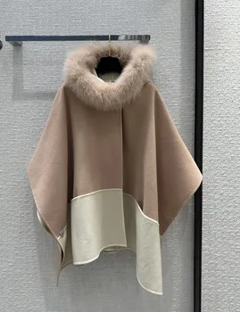 Színblokkoló kapucnis köpenykabát alkalmi sokoldalú divat 2023 ősz Új