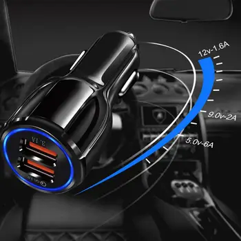 Tartós autós adapter Intelligens hőelvezetés Erős USB töltő QC 3.0 gyorstöltő Autóipari töltő