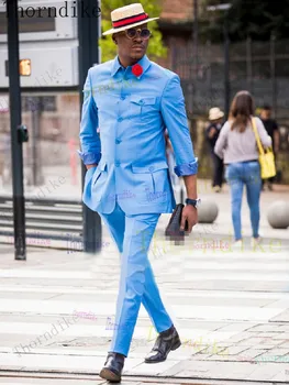 Thorndike Legújabb Affrica Classic kabát nadrág Dizájn öltönyök esküvőre Slim Fit formális szett Férfi vőlegény Tuxedo báli jelmez Homme