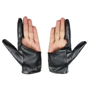 Two Fingers Gloves Gothic PU Leather Punk Performer Gloves Hip Hop Ujjatlan Party
