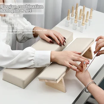 tömör fa ferde körömművészet kézi párna készlet manikűr asztal kézpárna párnatartó kartámaszok körömművészeti állvány 2db készlet