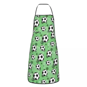 Uniszex focilabda és gól zöld mintás konyhai szakács főzés sütés kötény nők férfi futball tablier konyha kertészkedéshez