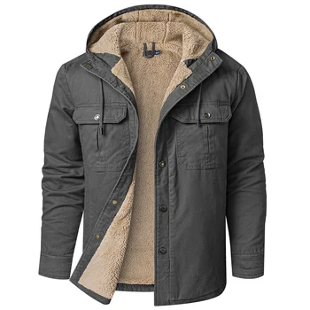 USA méret férfi 2024 kapucnis parka kabát vastag gyapjú meleg téli szélálló katonai alkalmi kabát férfi Új