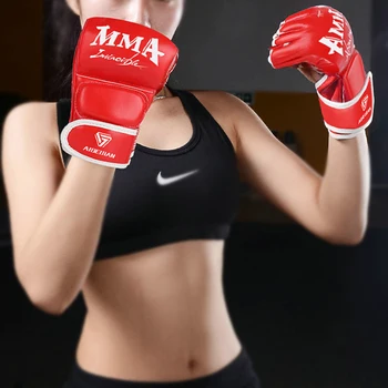 vastag bokszkesztyű kesztyű fél ujj Sanda Taekwondo Fight felnőtt homokzsákkesztyű Professzionális edzőfelszerelés