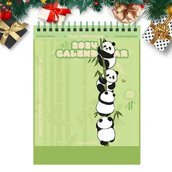 Íróasztal naptár 2024 Rajzfilm panda naptár 2024-re Panda minták dekorációs eszköz otthonokhoz, hálótermekhez és íróasztalokhoz