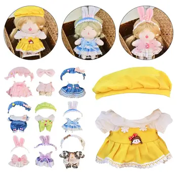 Új 20 cm-es babaruhák Aranyos Lolita fejfedő ruha Hercegnő szobalány Öltöztetős baba kalap szoknya jelmez ruha DIY baba kiegészítők