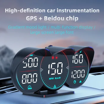 Új G17 HUD GPS Heads Up kijelző LCD sebességmérő Dőlésmérő autó vízolaj hőmérséklet riasztás Sebesség túllépése Diagnosztikai sebességmérő