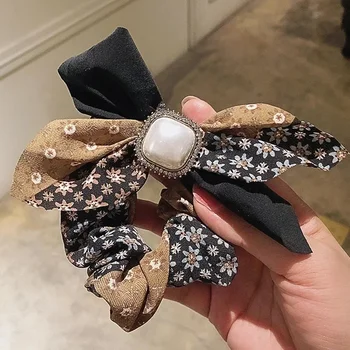 Új gyémántszegecses gyöngy virágos masni vastagbél hajgyűrű Super Fairy fejdísz lány édes szív fejfedő kiegészítők
