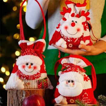 2024 Új karácsonyi Mikulás zsák Gyermekek karácsonyi ajándék cukorka harisnya táska Kiváló Mikulás kötött karácsonyi cukorka ajándék jutalomtáska