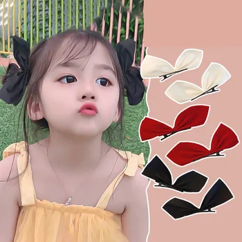 2PCS Új koreai szatén íj hajtűk Gyermekek édes fejfedők Aranyos lányok klipek Női Barrettes Hajmarkolatok Haj kiegészítők
