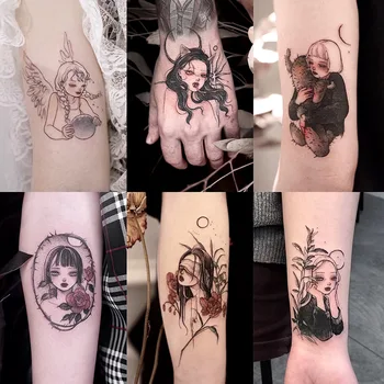 30PCS Gyönyörű lányok Ideiglenes tetováló matricák férfiaknak Női kar csukló kar test művészet hamis tattos vízálló matricák tatuk