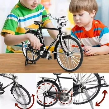 DIY Mini ötvözet kerékpár modell Retro szimuláció Fém kerékpár összeszerelés Oktatási gyűjtemény Játékok gyerekeknek Ajándékok