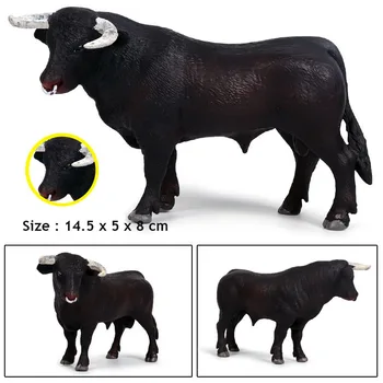 Eredeti vadállatok világa Fekete bika Bivaly Szarvasmarha farm Modell Akció figurák Miniatűr gyűjtemény Játék gyerekeknek
