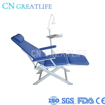 Olcsó összecsukható hordozható fogászati szék fogászati klinika székéhez fénnyel és tálcával