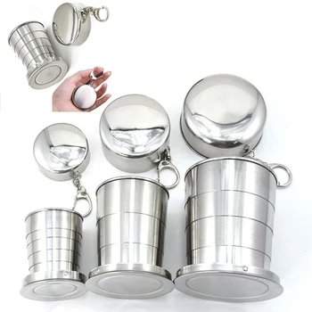 rozsdamentes acél összecsukható csésze teáscsészék Teaware tábori edények Étkészletek Összehajtott csésze kemping edények Visszahúzható csészék