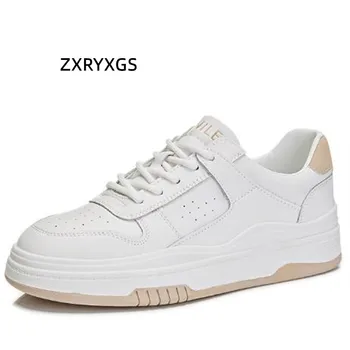 ZXRYXGS 2023 Új tavaszi fűzős fehér tornacipő női valódi bőr cipő Platform magasító cipő Nagy méretű trend cipő